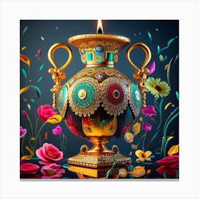 A vase of pure gold studded with precious stones 10 Canvas Print