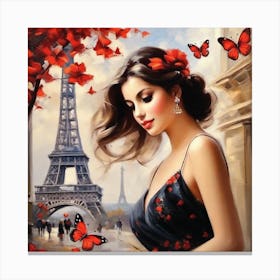 Paris With Butterflies 66 Canvas Print