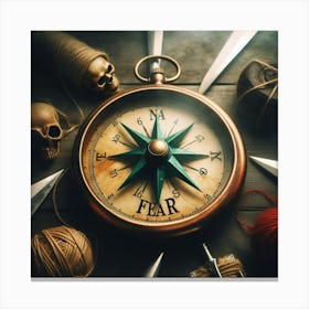 Compass With Skulls And Knives Canvas Print