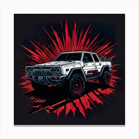 Car Red Artwork Of Graphic Design Flat (97) Canvas Print