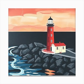 Lighthouse At Sunset 1 Canvas Print