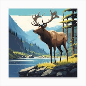 Mountain valley Elk Canvas Print