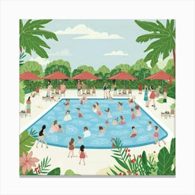 Summertime Swimming Pool Art Print 6 Canvas Print