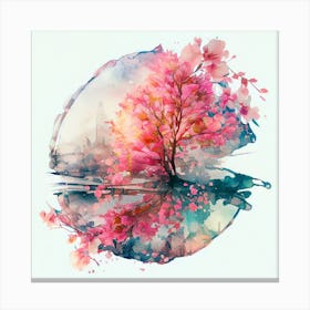 Watercolor Sakura Flower Abstract Canvas Print