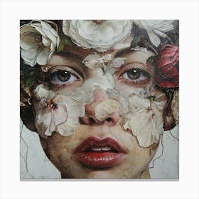 Flowers On A Woman'S Face 1 Canvas Print