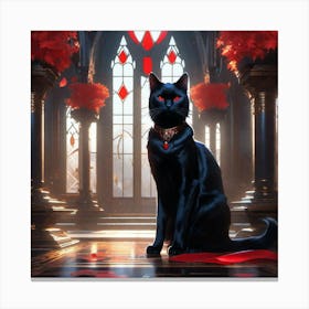 Black Cat In Manor Canvas Print