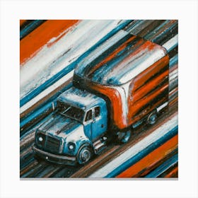 Abstract oil painting of truck with trailer 2 Canvas Print