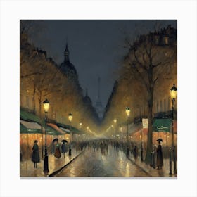 Boulevard Montmartre At Night, Camille Pissarro 3 Canvas Print