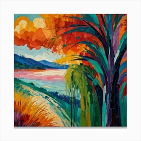 Post-Impressionist painting with vivid colors and distinctive brush strokes Canvas Print