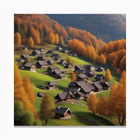 Village In Autumn Mountains (14) Canvas Print