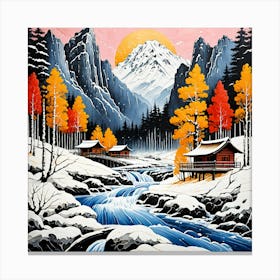 Azure Snow Scene Canvas Print