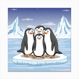 Penguins On An Ice Floe Canvas Print