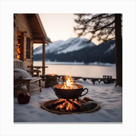 Fire Pit In The Snow Canvas Print