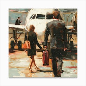 Man And Woman At The Airport Canvas Print