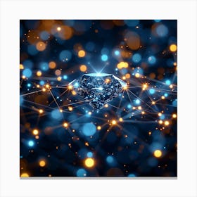 Clean Simple Connections Concept Luminous Stock Photo, A Diamond In The Connection Symbolising Ai, Shutterstock Connection Concept, Medical Advertisement Style, Bright Ambient Light, Diffuse Lightning Canvas Print