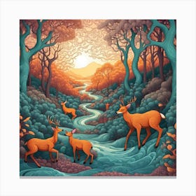 Deer In The Forest Canvas Print