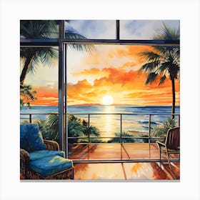 Sea Breeze Sunset: Watercolour Escape Canvas Print