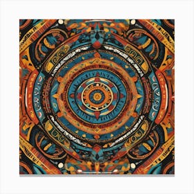 A bold and intricate ethnic tribal pattern featuring vibrant colors, geometric shapes, and traditional motifs. The design is rhythmic and symmetrical, inspired by indigenous art from various cultures 2 Canvas Print