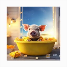 Pig In The Bath Canvas Print