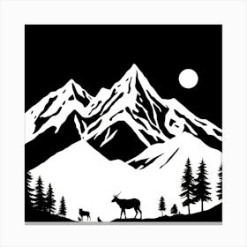 Deer In The Mountains Canvas Print