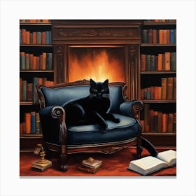 Black Cat Ii Curled Up Canvas Print