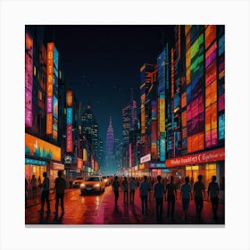 Cityscape At Night 2 Canvas Print