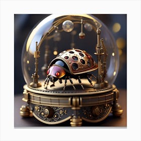 Ladybug In A Glass Dome steampunk snow globe Canvas Print