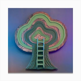 A Wall Art Of A Stylized Abstract Tree With A Ladd Brityicfrhclrm0r Eo2sq Ahnc8iintkakxz4jhb4ybw Canvas Print