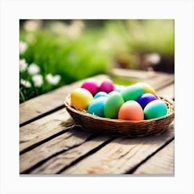 Easter Eggs In A Basket 1 Canvas Print