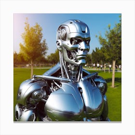 Robot In The Park Canvas Print