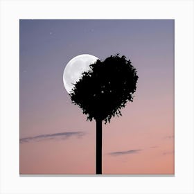 Moon And Tree love Canvas Print