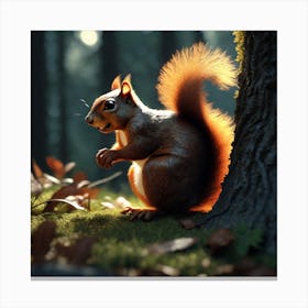 Red Squirrel In The Forest 48 Canvas Print