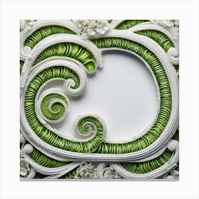 Frame Of Green Flowers Canvas Print