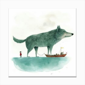 Wolf On A Boat Canvas Print