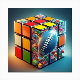 An Image Of A Colorful Transparent Rubik S Magic Cube With A Rugby Ball Inside 1 Canvas Print