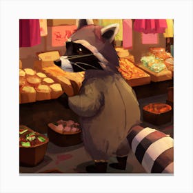 Raccoon looking for something to eat Canvas Print