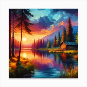 Sunset By The Lake 8 Canvas Print