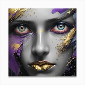 Gold And Purple Face - Ai Canvas Print