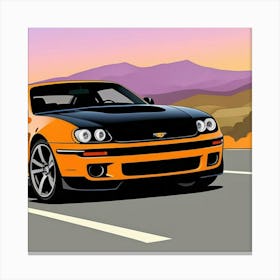 Striped Sports Car Front View in Focus Canvas Print