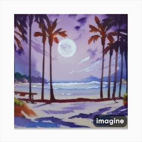 Palm Trees On The Beach Canvas Print