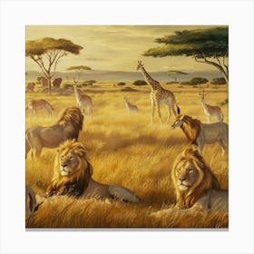 Lions In The Grass Canvas Print