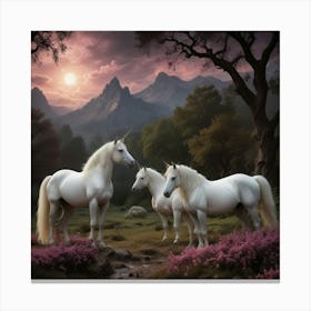 Unicorns In The Forest Canvas Print