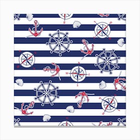 Seamless Marine Pattern Canvas Print