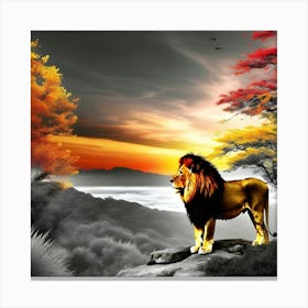 Lion In The Sunset 4 Canvas Print