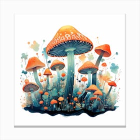 Mushrooms And Flowers 4 Canvas Print