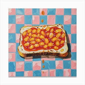 Beans On Toast Pastel Checkerboard 3 Canvas Print
