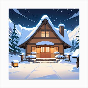 Winter House In The Snow Canvas Print