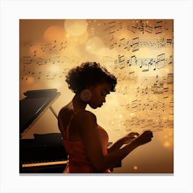 Young Woman Playing Piano Canvas Print