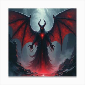 Demon Soul Rising From A Watercolor Dark Abyss 1 Canvas Print