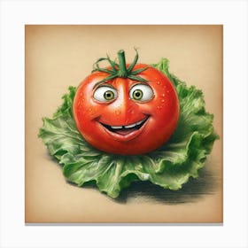 Tomato On A Leaf Canvas Print